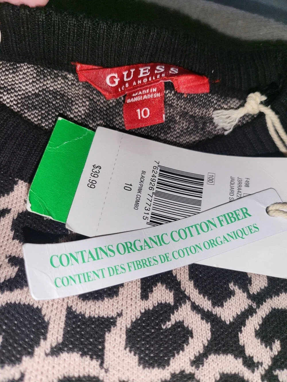 GUESS Kids Black and Cream Geometric Crewneck Sweaterkids (10)